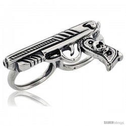 Sterling Silver Two Finger Pistol Ring, 1/4 in wide