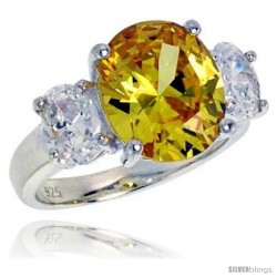 Sterling Silver 5.0 Carat Size Oval Cut Citrine Colored CZ Bridal Ring