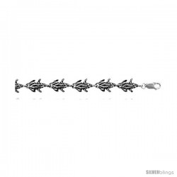 Sterling Silver Frog Charm Bracelet, 3/8" (9 mm).
