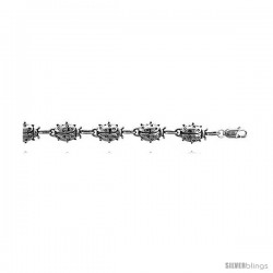 Sterling Silver Ladybug Charm Bracelet, 3/8" (10 mm).