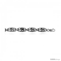 Sterling Silver Elephant Charm Bracelet, 3/8" (10 mm).