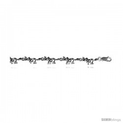 Sterling Silver Elephant Charm Bracelet, 3/8" (9 mm).