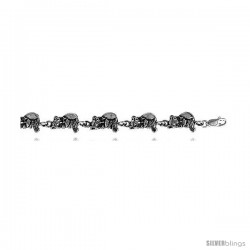 Sterling Silver Cat Charm Bracelet, 1/2" (12 mm).