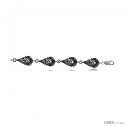 Sterling Silver Clown Charm Bracelet, 7/16" (11 mm).