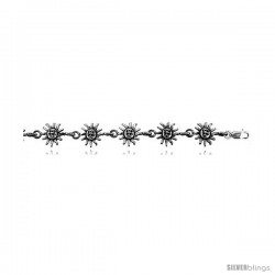 Sterling Silver Sun Charm Bracelet, 1/2" (12 mm). -Style 4cb18