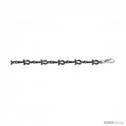 Sterling Silver Ankh Cross Charm Bracelet, 1/4" (6 mm).
