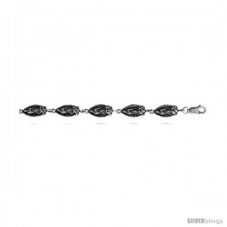 Sterling Silver Guadalupe Charm Bracelet, 5/16" (8 mm).