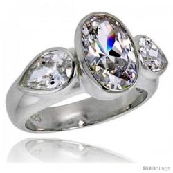 Sterling Silver 4.0 Carat Size Oval Cut Cubic Zirconia Bridal Ring -Style Rcz401