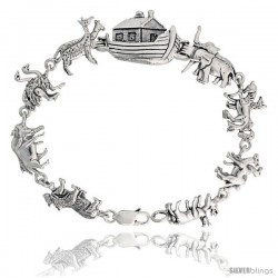 Sterling Silver Noah's Ark Bracelet, 11/16" (17 mm) wide