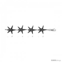 Sterling Silver Starfish Charm Bracelet, 5/8" (15 mm).