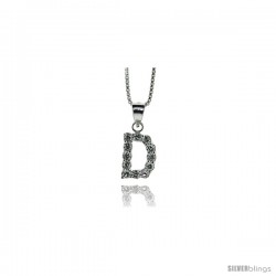 Sterling Silver Cubic Zirconia Initial Letter D Alphabet Pendant, 1/2 in long