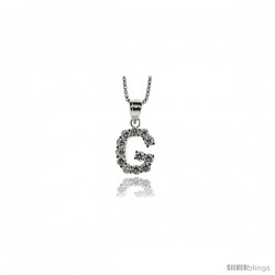 Sterling Silver Cubic Zirconia Initial Letter G Alphabet Pendant, 1/2 in long