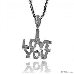 Sterling Silver Small I Love You Talking Pendant, 1/2 in Tall