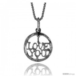 Sterling Silver I Love You Talking Pendant, 1/2 in Tall