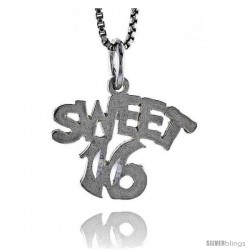 Sterling Silver Sweet 16 Talking Pendant, 1/2 in Tall