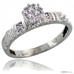 10k White Gold Diamond Engagement Ring 0.06 cttw Brilliant Cut, 1/8in. 3.5mm wide -Style 10w017er