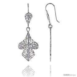 Sterling Silver 1 11/16" (43 mm) tall Filigree Dangle Earrings