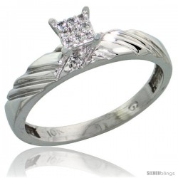 10k White Gold Diamond Engagement Ring 0.06 cttw Brilliant Cut, 1/8in. 3.5mm wide -Style 10w018er