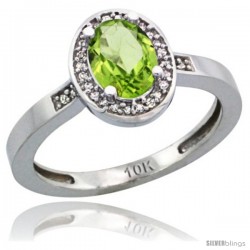 14k White Gold Diamond Peridot Ring 1 ct 7x5 Stone 1/2 in wide