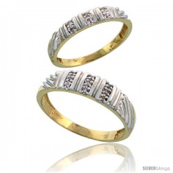 10k Yellow Gold Diamond 2 Piece Wedding Ring Set His 5mm & Hers 3.5mm -Style 10y117w2