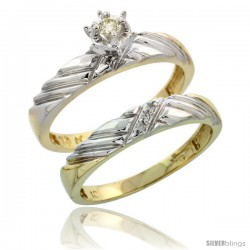 10k Yellow Gold Ladies' 2-Piece Diamond Engagement Wedding Ring Set, 1/8 in wide -Style 10y118e2