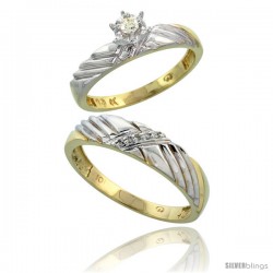 10k Yellow Gold 2-Piece Diamond wedding Engagement Ring Set for Him & Her, 3.5mm & 5mm wide -Style 10y118em