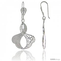 Sterling Silver 1 13/16" (46 mm) tall Freeform Filigree Dangle Earrings