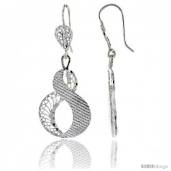 Sterling Silver 1 5/8" (41 mm) tall Round-shaped Filigree Dangle Earrings