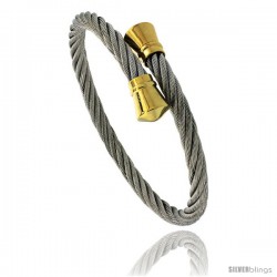 Stainless Steel Cable Golf Bracelet 2-Tone, 7 in