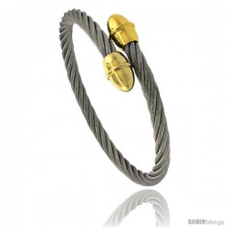 Stainless Steel Cable Golf Bracelet 2-Tone, 7 in -Style Bss714