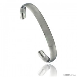 Stainless Steel Domed Cuff Bangle Bracelet Matte finish Comfort-fit, 5/16 in wide, 8 in