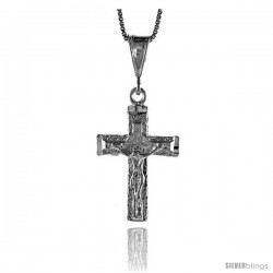 Sterling Silver Crucifix Pendant, 1 1/4 in -Style 4p105