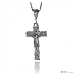 Sterling Silver Crucifix Pendant, 1 1/4 in -Style 4p104