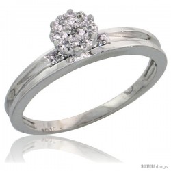 10k White Gold Diamond Engagement Ring 0.06 cttw Brilliant Cut, 1/8in. 3.5mm wide -Style 10w019er