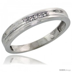 10k White Gold Ladies Diamond Wedding Band Ring 0.03 cttw Brilliant Cut, 1/8 in wide -Style 10w019lb