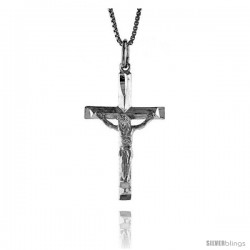 Sterling Silver Crucifix Pendant, 1 1/4 in -Style 4p113