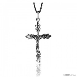 Sterling Silver Crucifix Pendant, 1 1/4 in -Style 4p116