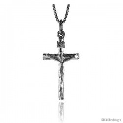 Sterling Silver Crucifix Pendant, 1 1/8 in -Style 4p117