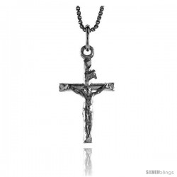 Sterling Silver Small Crucifix Pendant, 1 in