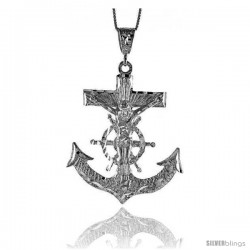 Sterling Silver Large Mariner's Cross Pendant, 2 3/8 in