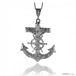 Sterling Silver Large Mariner's Cross Pendant, 2 3/8 in