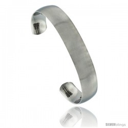 Stainless Steel Domed Cuff Bangle Bracelet Matte finish Comfort-fit 1/2 in wide, 8 in