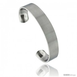 Stainless Steel Flat Cuff Bangle Bracelet Gold Dot Ends Matte finish Comfort-fit 1/2 in wide, 8 in