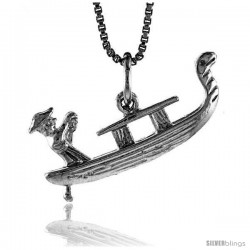 Sterling Silver Gondola Pendant, 1 in