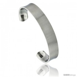 Stainless Steel Concaved Cuff Bangle Bracelet Matte finish Comfort-fit 1/2 in wide, 8 in