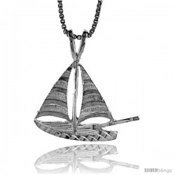 Sterling Silver Sailboat Pendant, 3/4 in