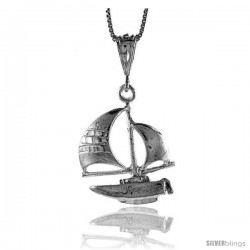 Sterling Silver Sailboat Pendant, 1 1/16 in