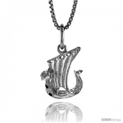 Sterling Silver Tiny Viking Boat Pendant, 1/2 in