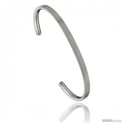 Stainless Steel Flat Cuff Bangle Bracelet Gold Dot Ends Matte finish Comfort-fit 3/16 in wide, 8 in