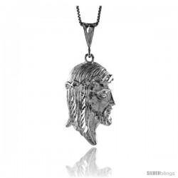 Sterling Silver Jesus Pendant, 1 1/2 in -Style 4p164